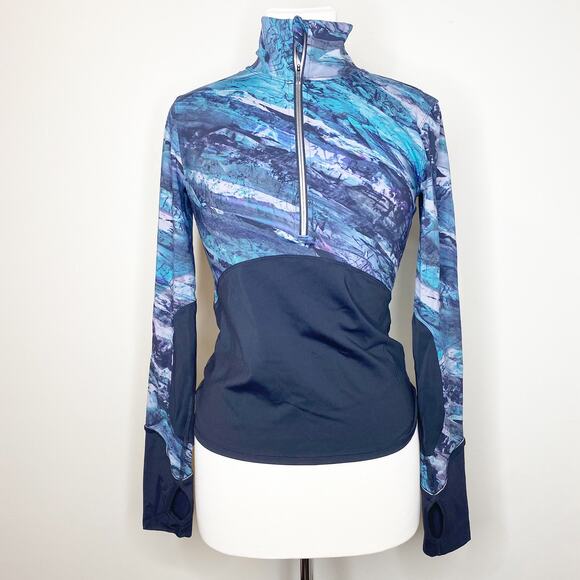 Lululemon New Route Half Zip Black/Frozen Island Multi Size 4 - Picture 1 of 8